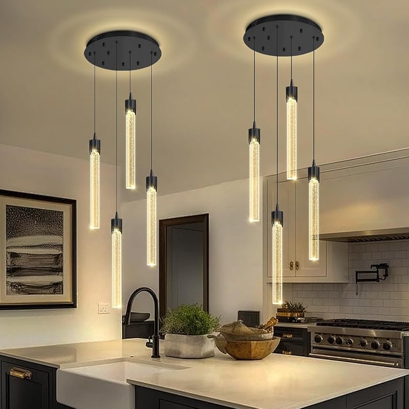 Lámpara colgante cristal burbujas LED regulable