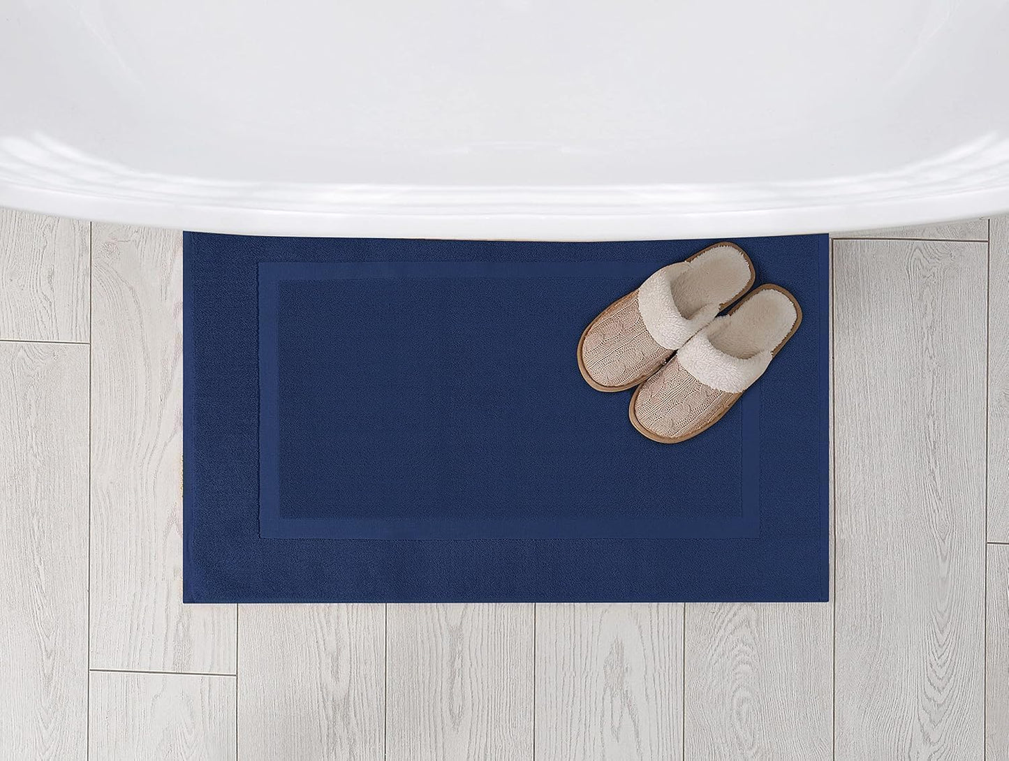 Set 2 Tapetes Baño Algodón 32x20pulg Azul Marino