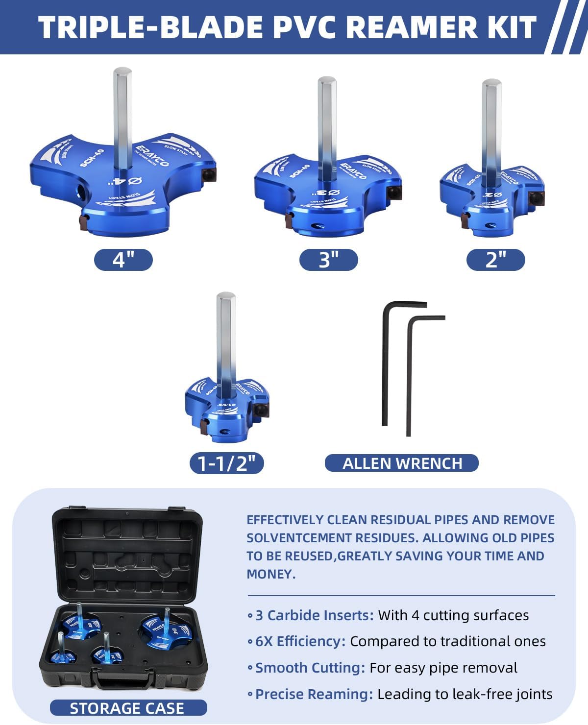 Kit escariador PVC 4 pzas 3 cuchillas ahorrador