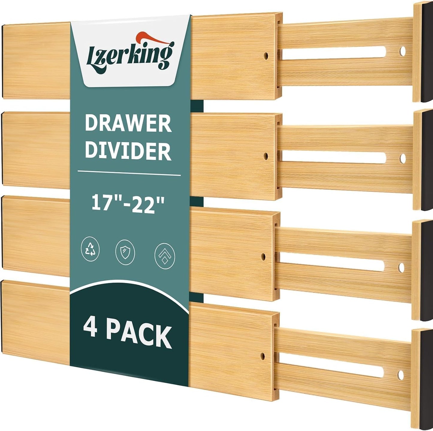 Organiz. cajones bambú ajustable 17-22pulg cocina tocador