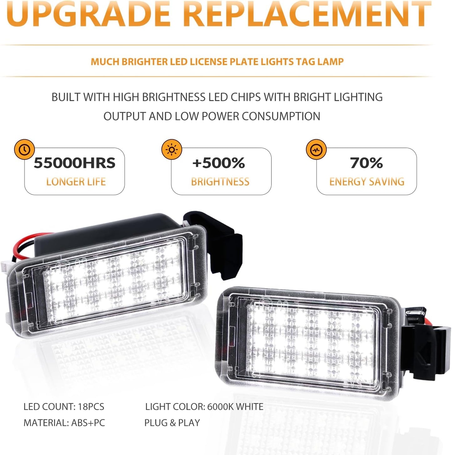 Luz LED para matrícula Chevy Camaro 2010-13 6000K blanco 2pcs