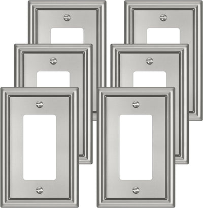 6 Pzas cubiertas interruptor níquel cepillado estilo clásico
