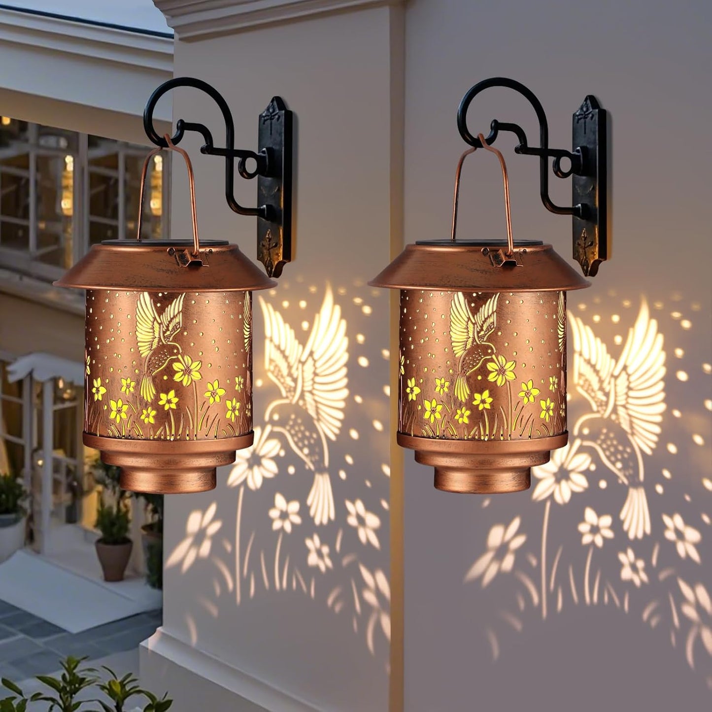 Linterna solar colibrí metal jardín 2uds