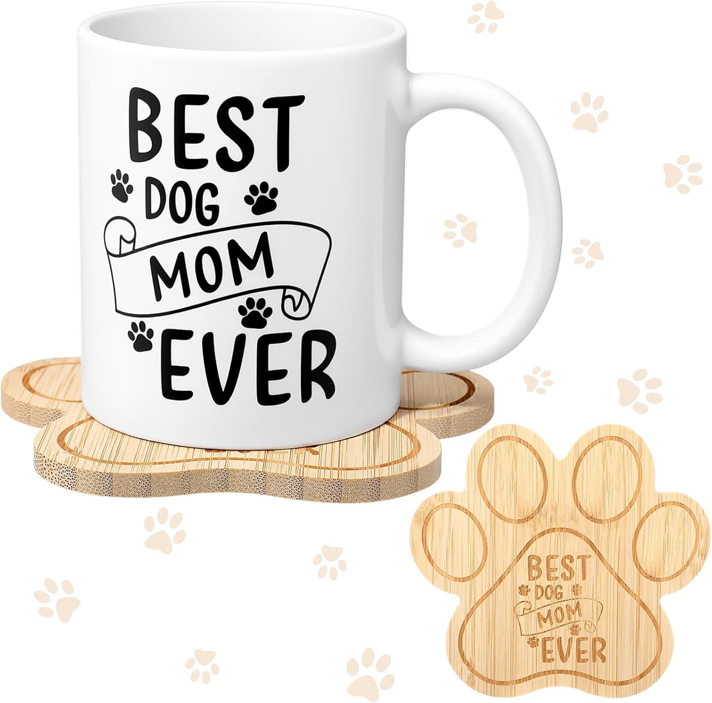 2 Tazas Bambú 11.2oz Regalo Mamá Perro Cachorro