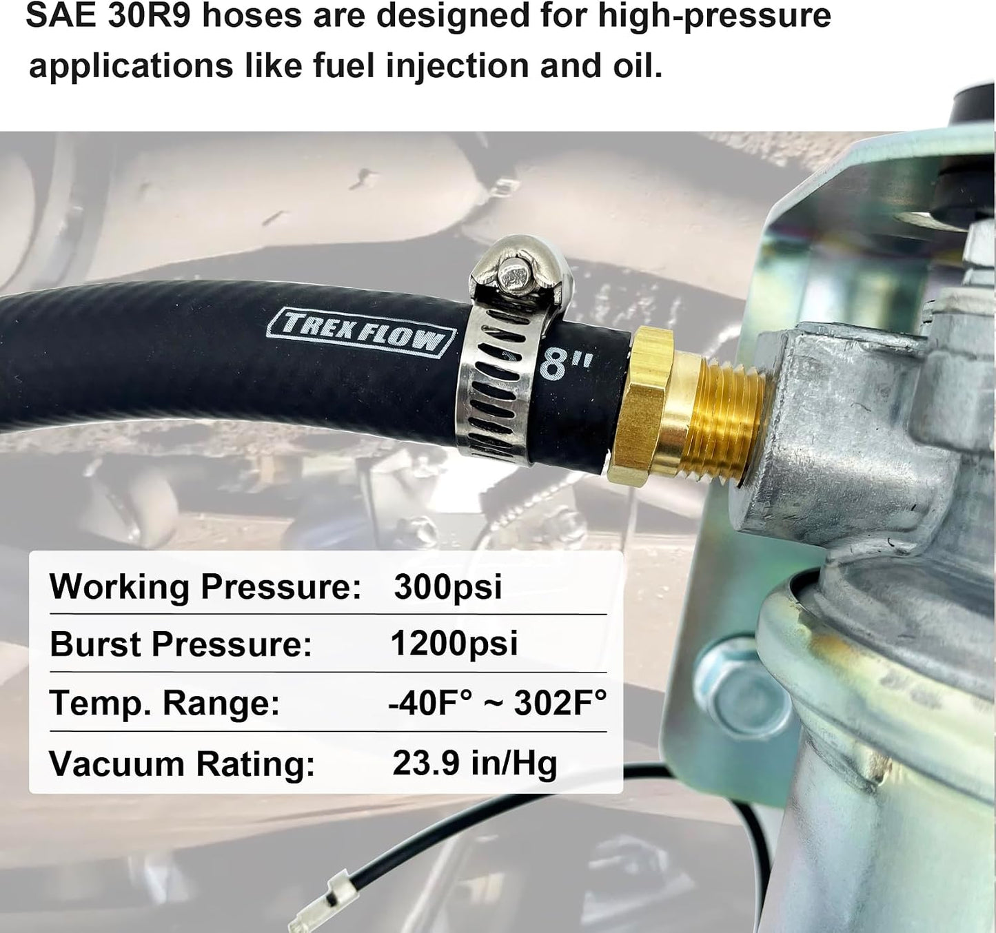 Manguera combustible SAE 30R9 5/16 2pies 300psi