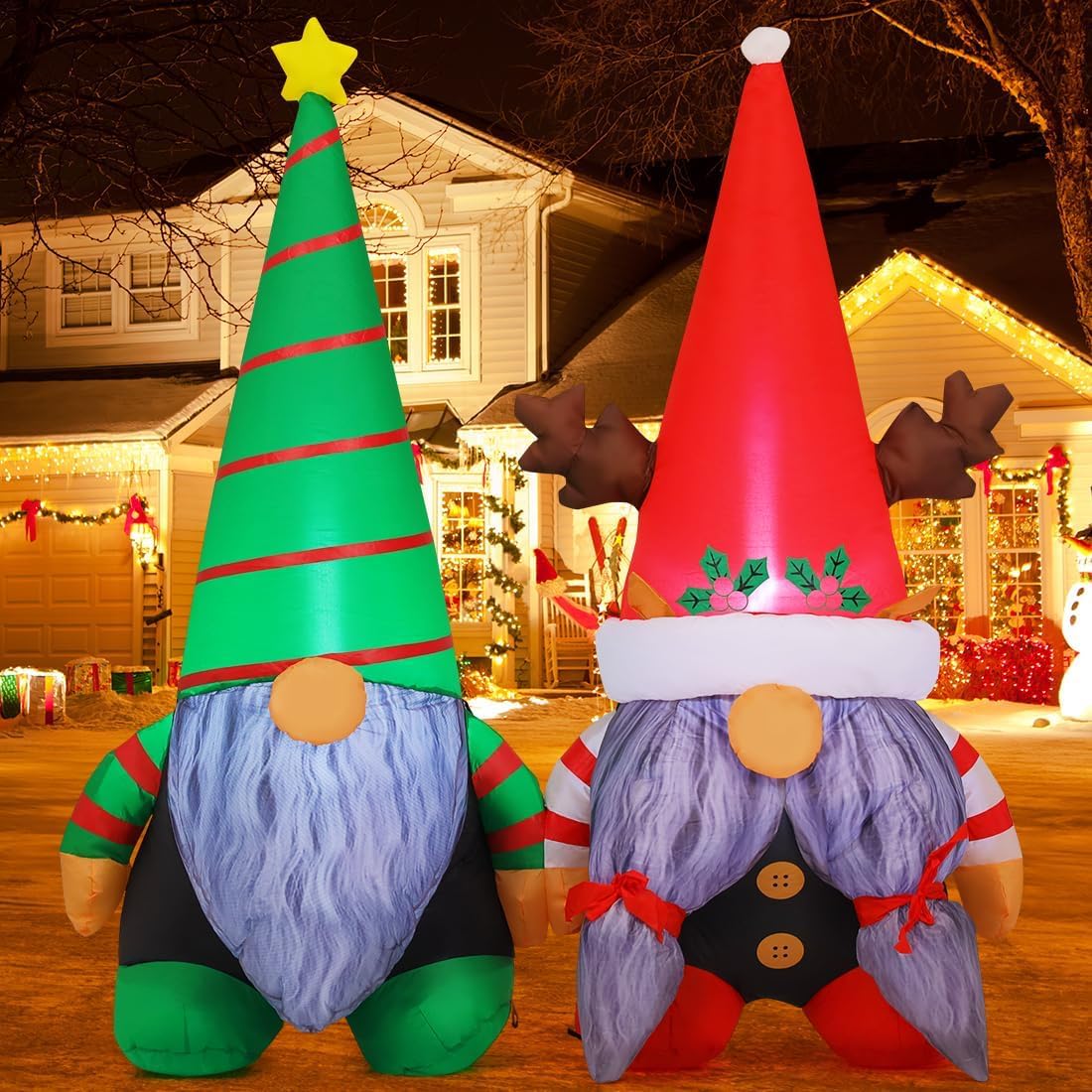 Gnomo inflable Navidad LED decoración