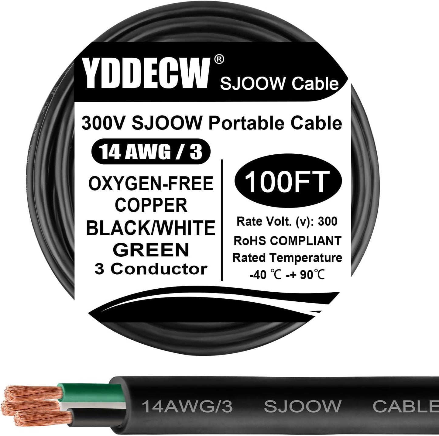 Cable alimentación portátil 100ft 14 AWG 300V