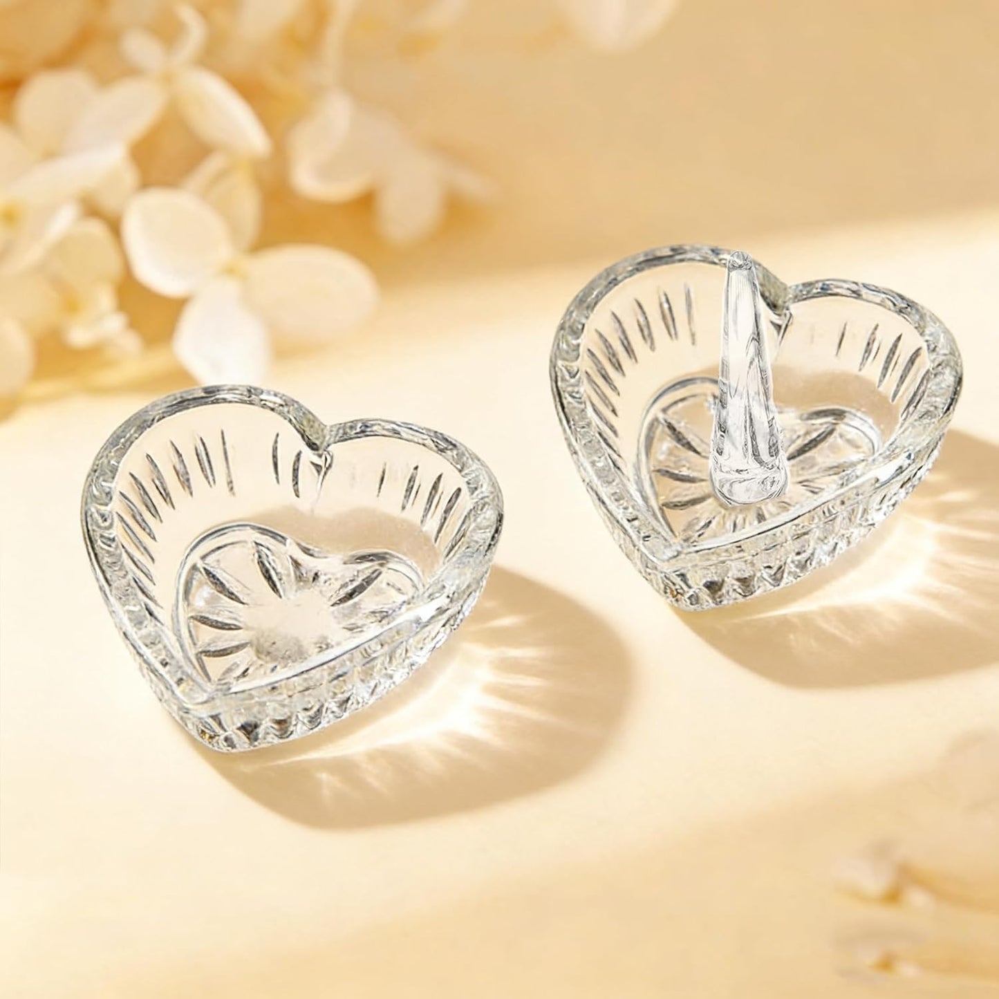 2 Pzas Soporte Anillos Cristal Decoración Hogar