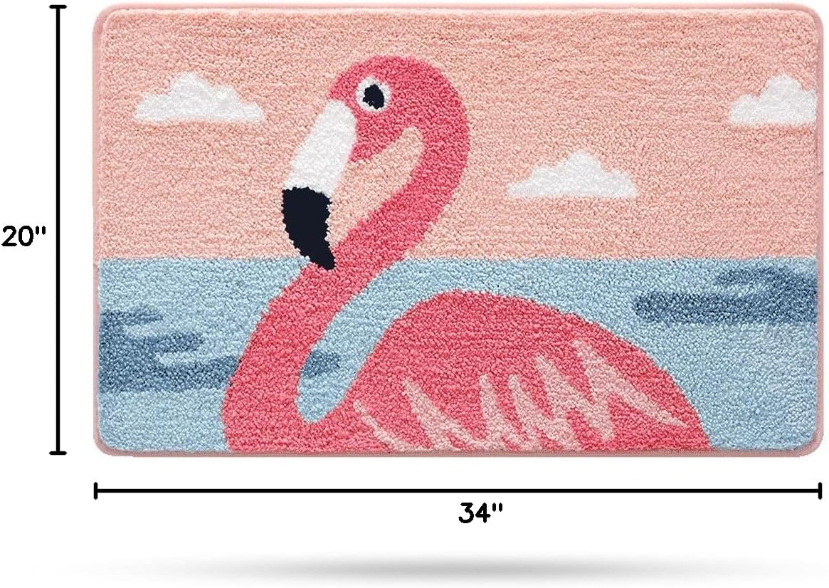Alfombra baño flamencos antiderrap microfibra 20x31"