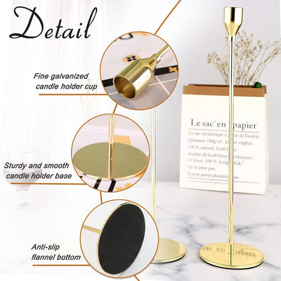 6 Portavelas Oro Limón Soportes Altos Candelabros