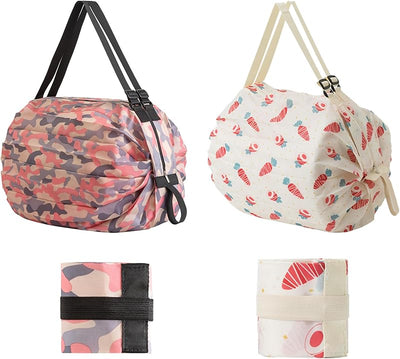 2 bolsas compras plegables reutilizables nailon 210D con cremallera