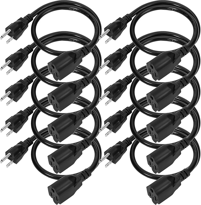 Cable extensión 125V 16AWG 3 clavijas para electrodomésticos