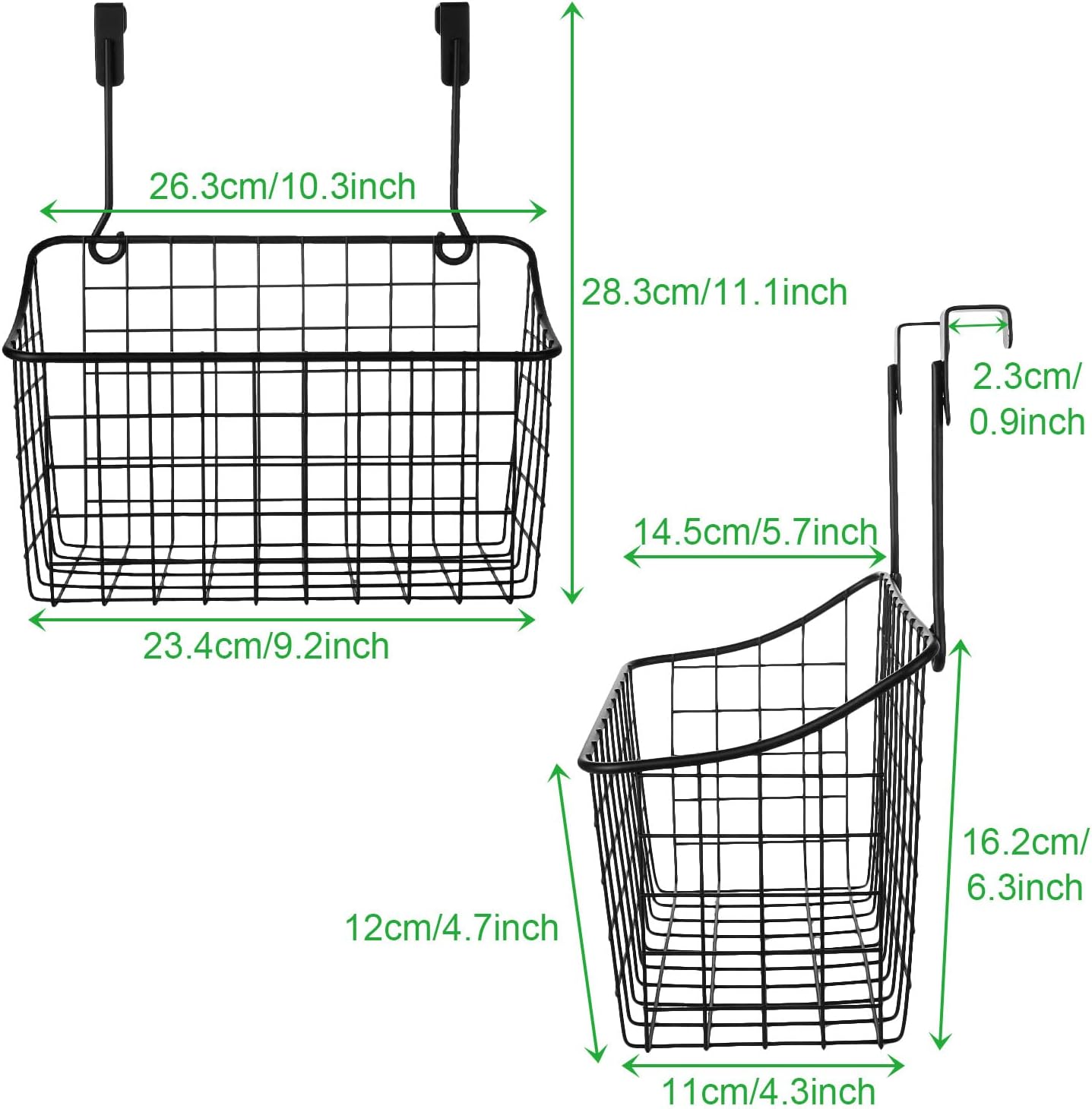 4 Cestas colgantes metal cocina baño 11x9.2"