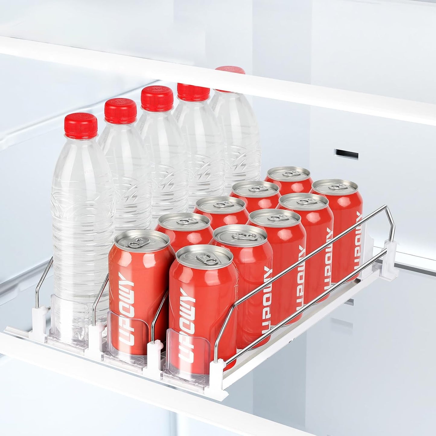 Organiz. nevera dispensador bebidas 15 latas 3 filas