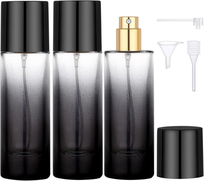 Kit 3 botellas spray perfume viaje rellenables negro