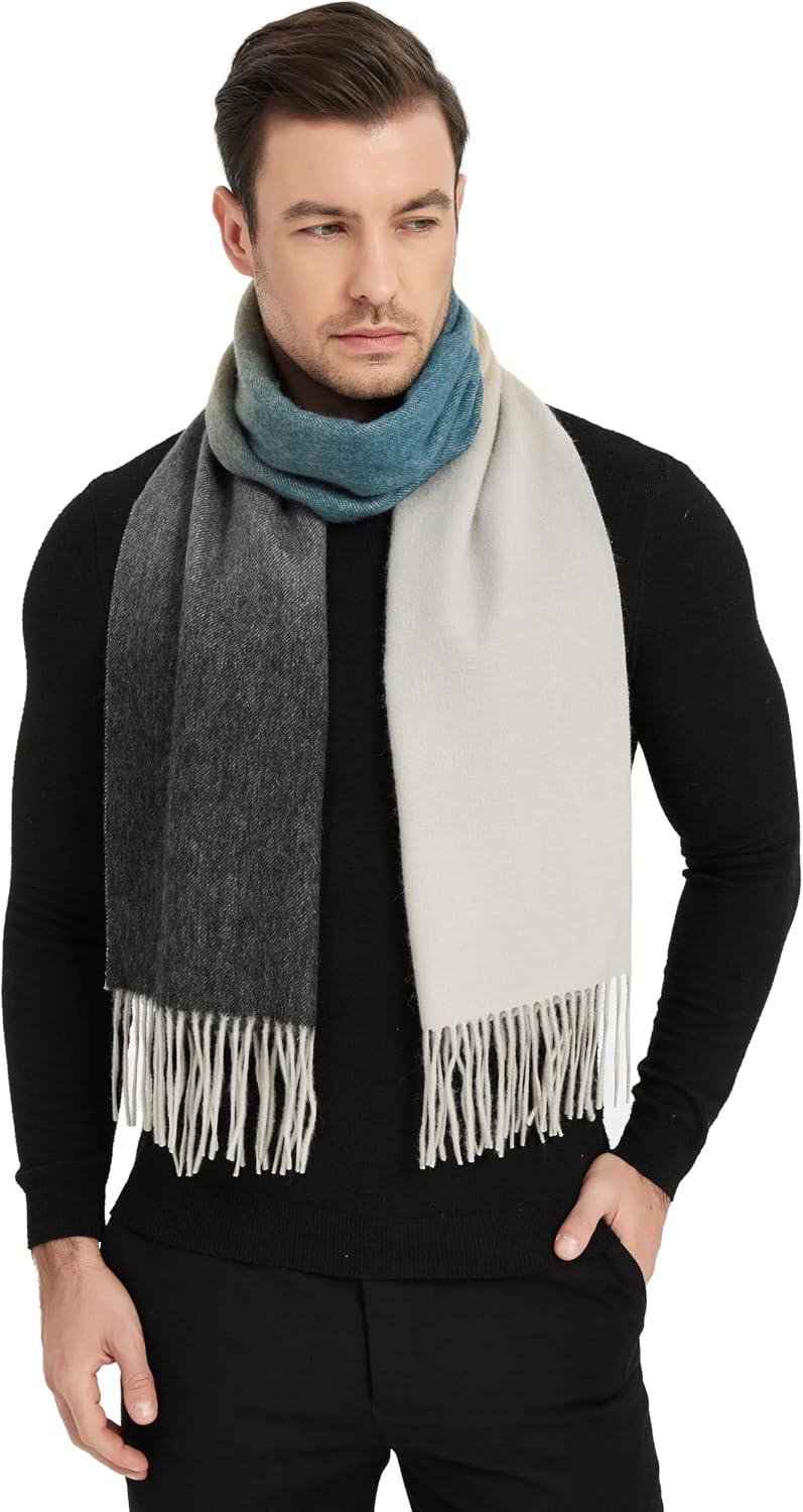 Bufanda lana hombre cálida larga invierno elegante