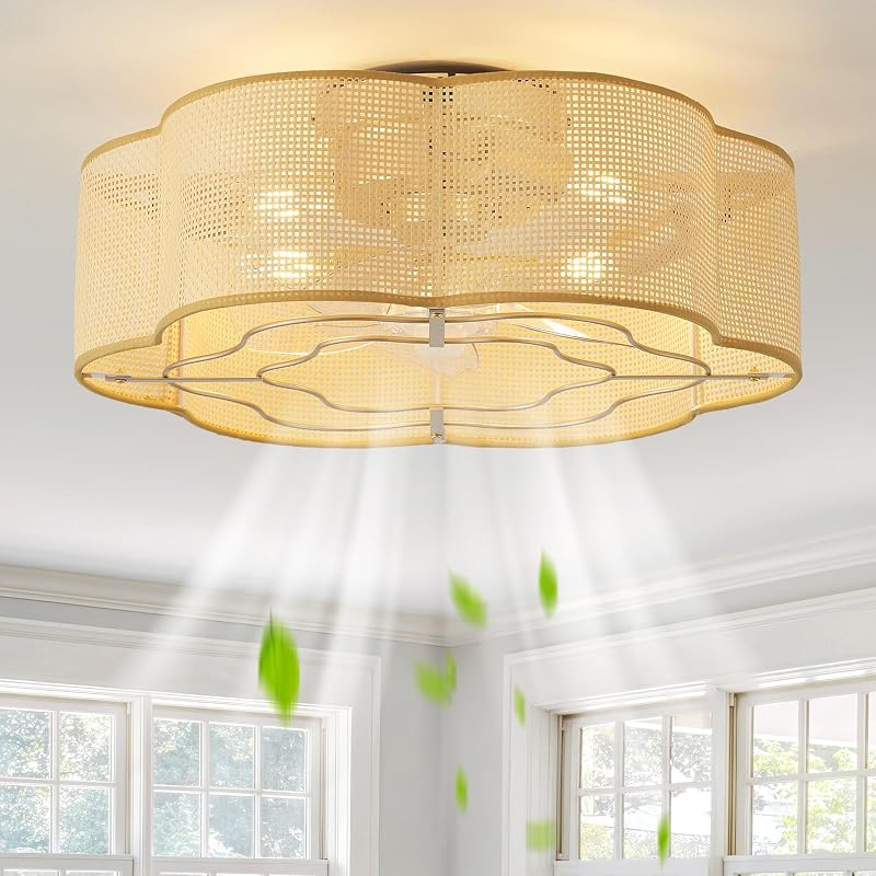 Ventilador techo boho 20" ratán 6 vel. luces control remoto