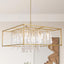 Candelabro cristal 8 luces cuadradas dorado cocina sala