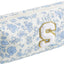Bolsa maquillaje con inicial coqueta floral azul para mujer