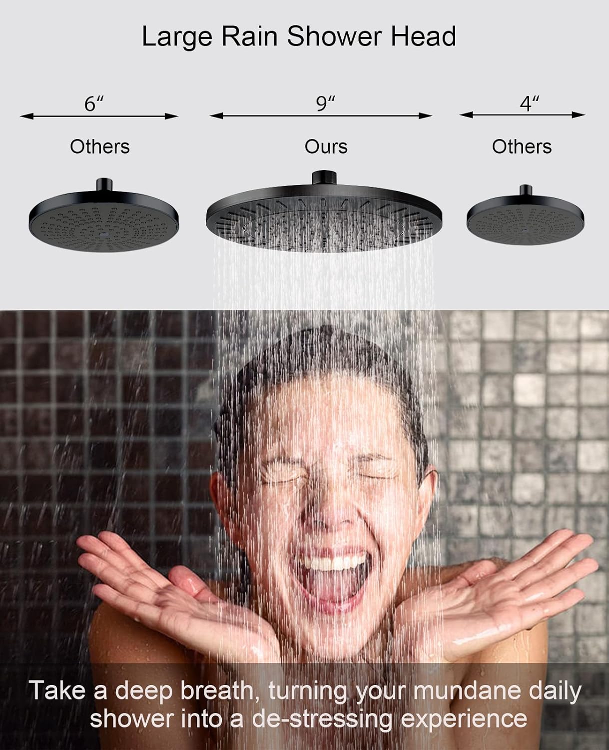 Cabezal ducha lluvia 9pulg brazo ajustable 10pulg latón