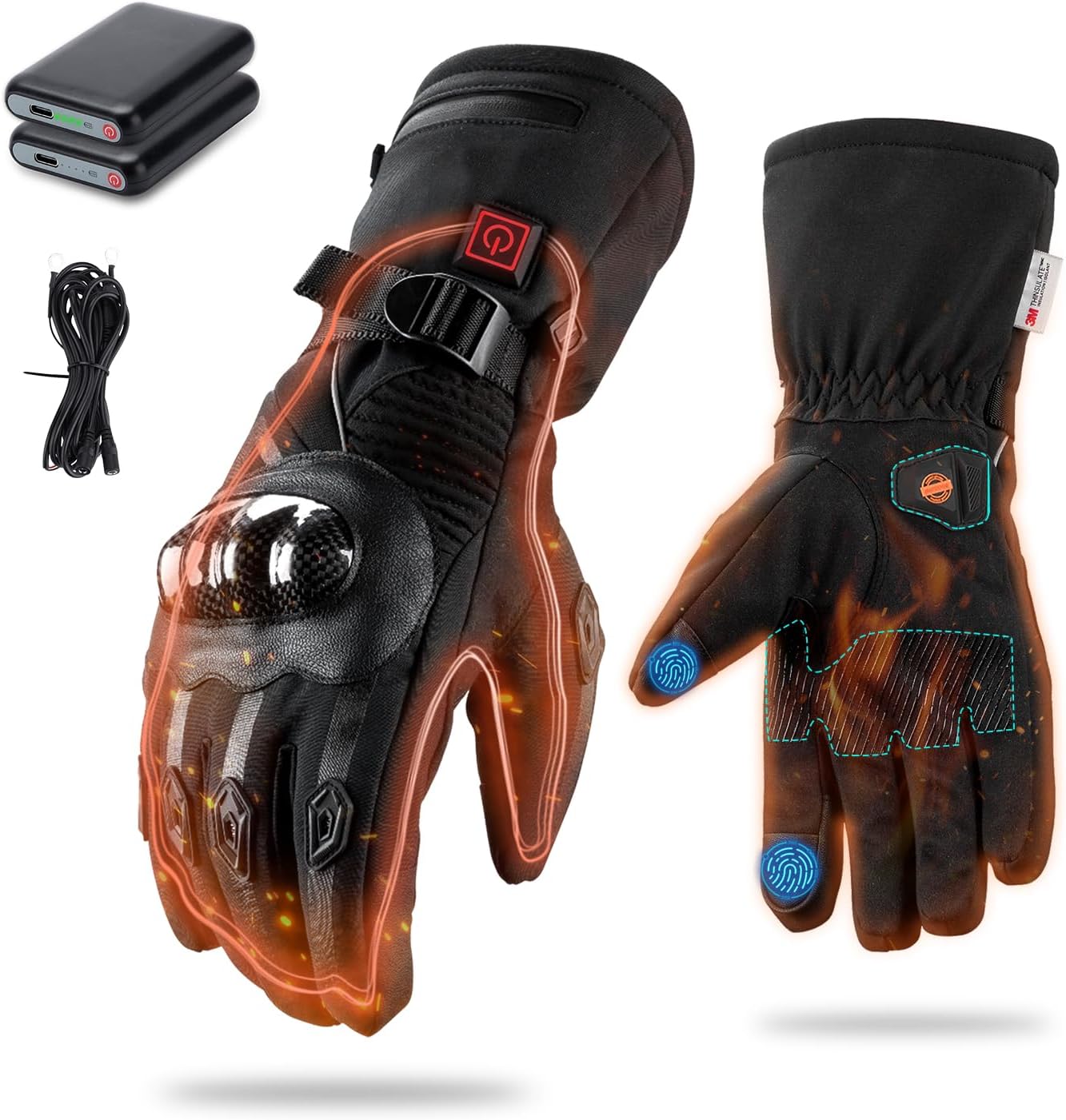Guantes térmicos eléctricos para motociclista ciclismo esquí