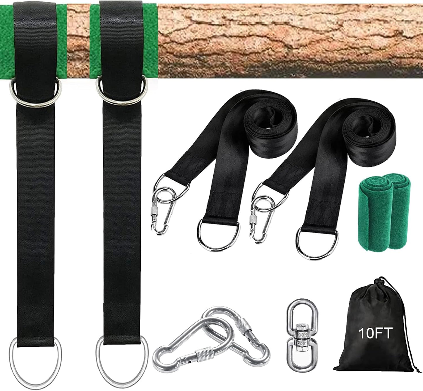 Kit correas colgantes para columpio árbol 5500lb ajustables