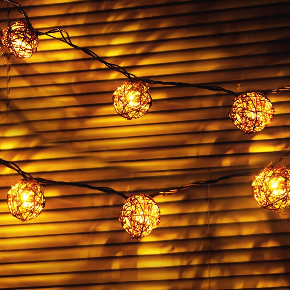 Guirnalda luces ratán enchufable interior exterior 10 LED