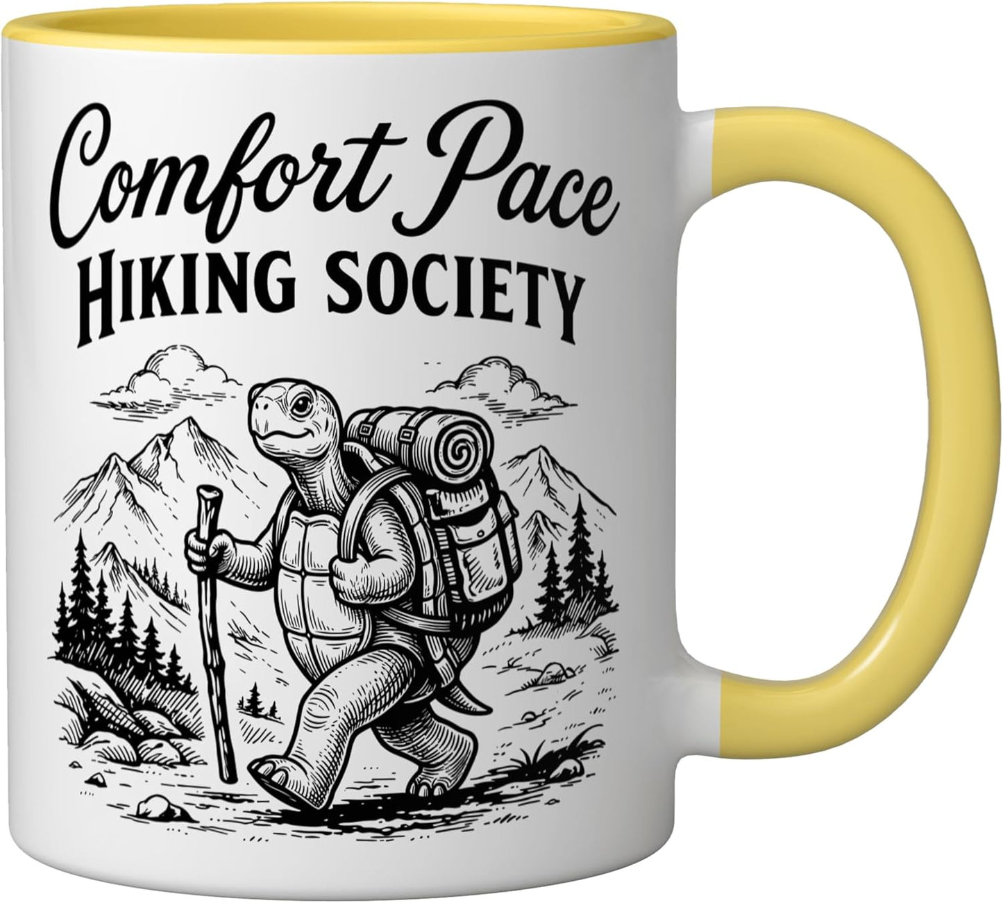 Taza Cerámica para Caminata Lenta Amarillo Blanco