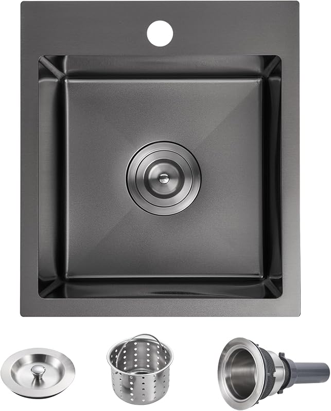 Fregadero cocina empotrable 15x17" acero inox calibre 18