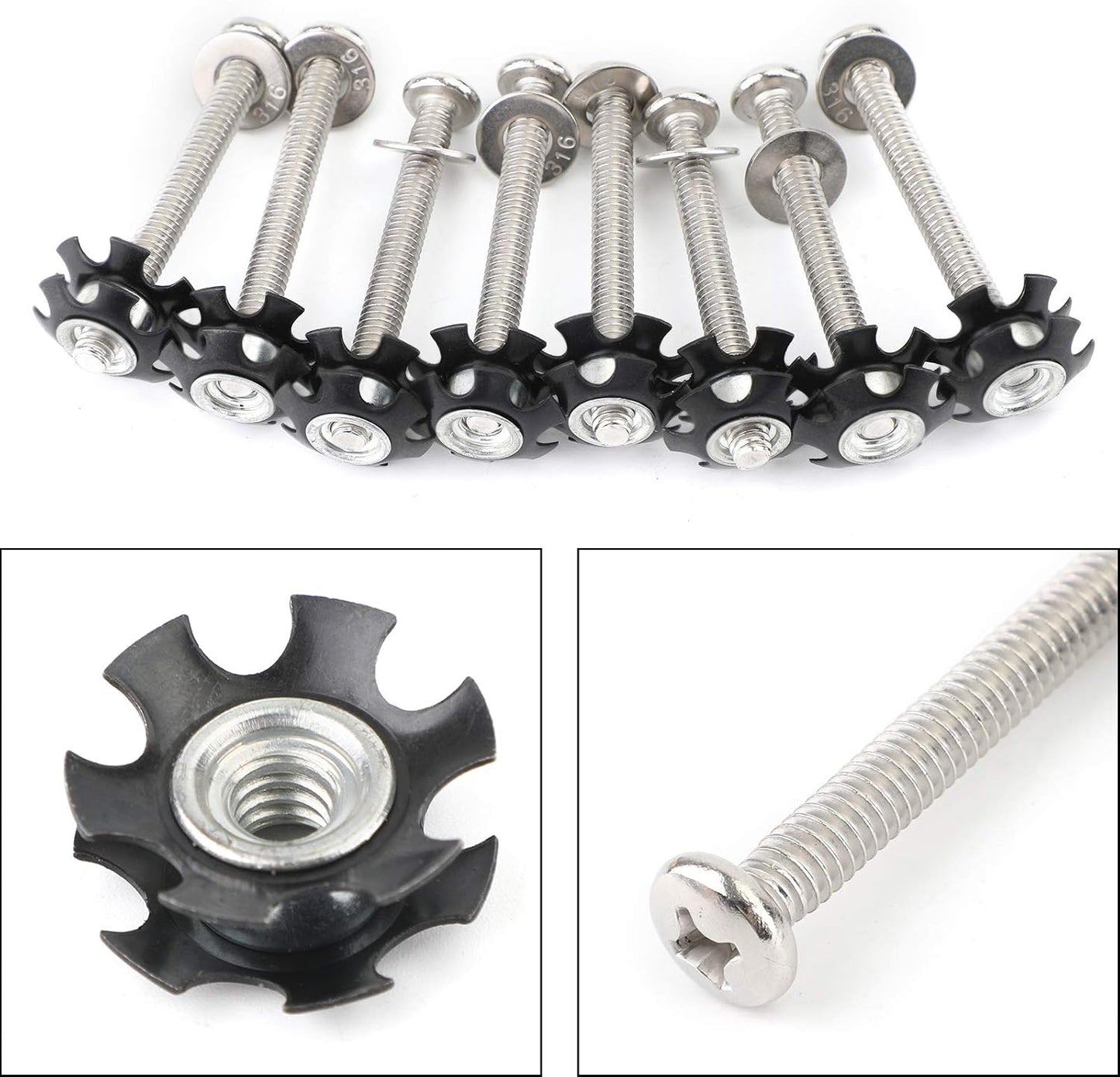 Set 8 Pzas Reparación Escalera Caravana Tuercas Acero Inox