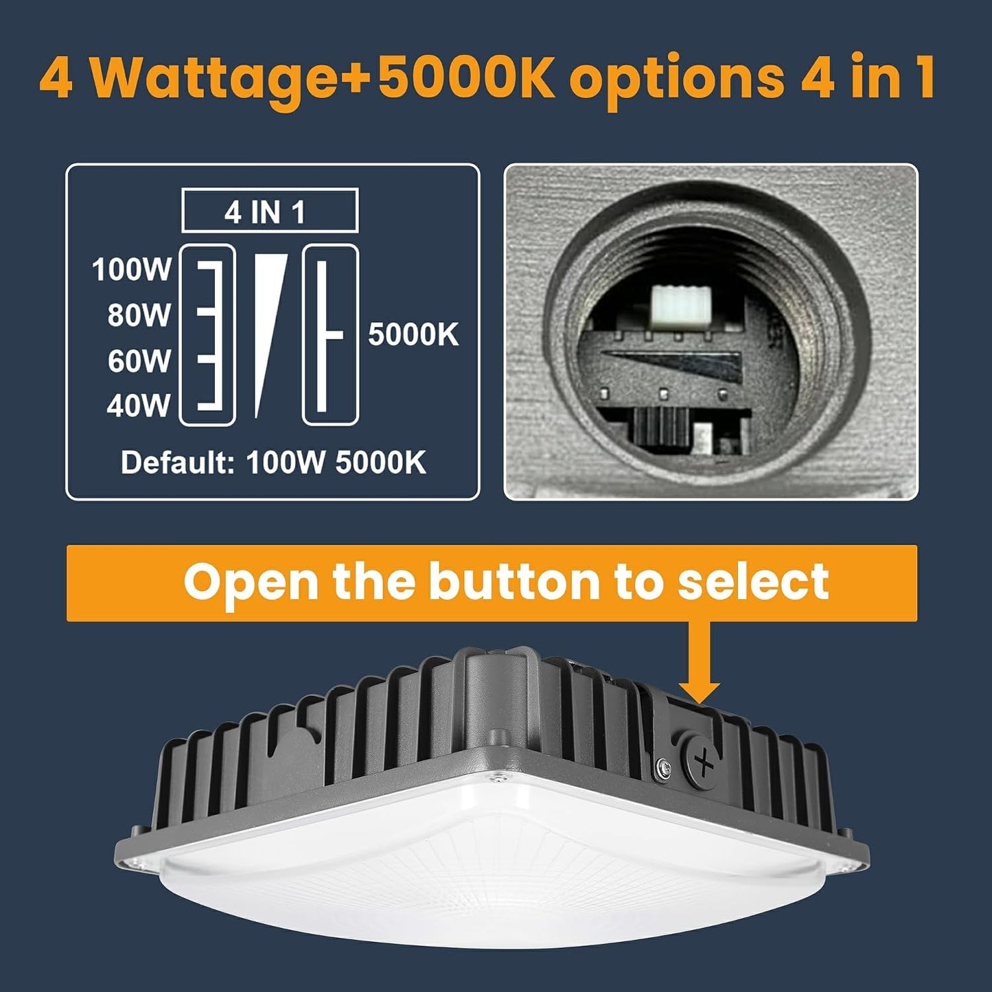 4 Luces LED Toldo 100W 5000K para Gasolinera