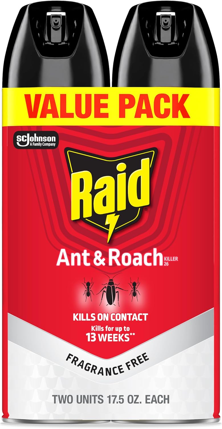 Spray Raid Ant Roach Killer sin fragancia 17.5oz pack 2