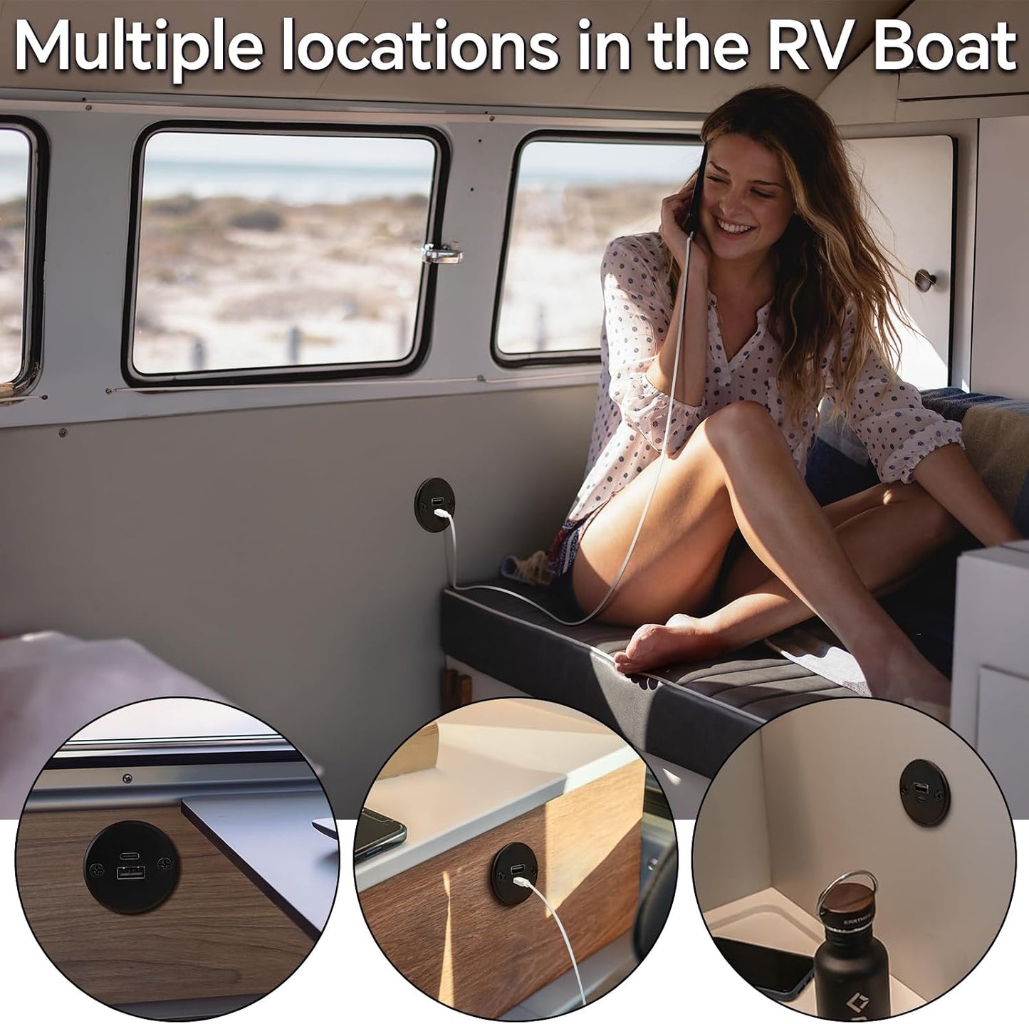 Cargador USB aluminio 12-24V para RV barco camión