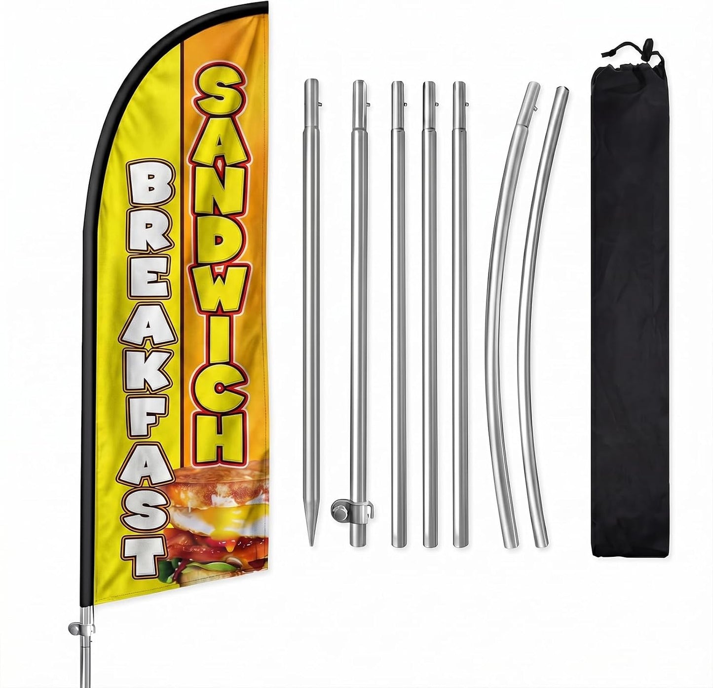 Bandera sándwich desayuno 8ft con poste y pico tierra