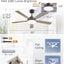 Ventilador techo 52pulg control remoto LED 6 velocidades motor CC