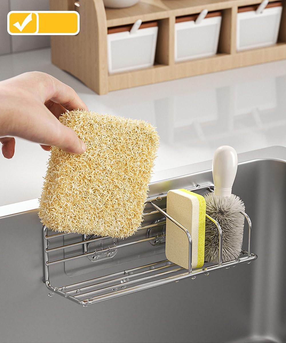 Soporte adhesivo esponja fregadero acero inox organizador