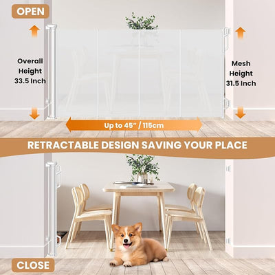 Puerta retráctil reforzada para bebés y mascotas 33.5pulg