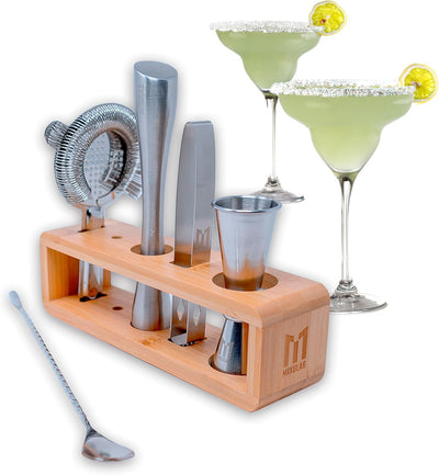 Juego 6 Pzas Herramientas Barman Jigger Colador Muddler