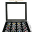 Caja expositora joyas 8.25x7.25" forro espuma bandeja negra