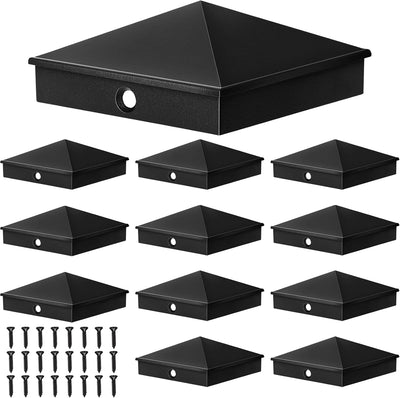 Tapas poste aluminio piramidal cubierta buzón 6x6 negro 12pzas