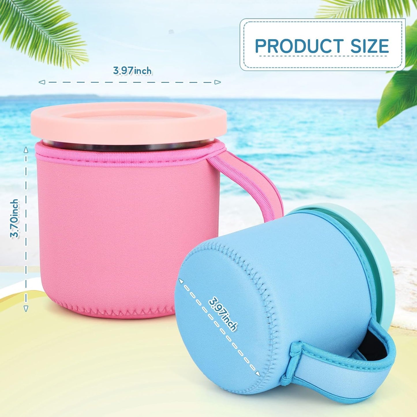 4 Fundas Neopreno para Helados con Asa Reutilizables NC301