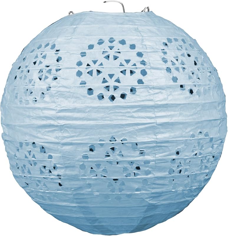 Linternas encaje azul claro set 3 decoración colgante baby shower