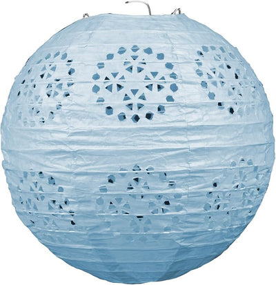 Linternas encaje azul claro set 3 decoración colgante baby shower