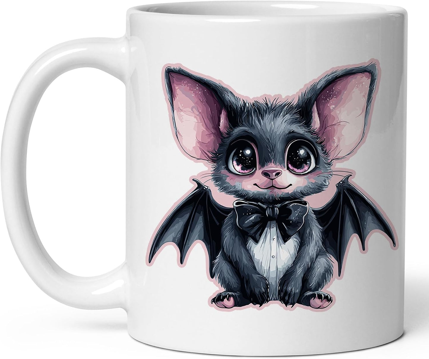 Taza cerámica murciélago 11oz agarre cómodo regalo oficina