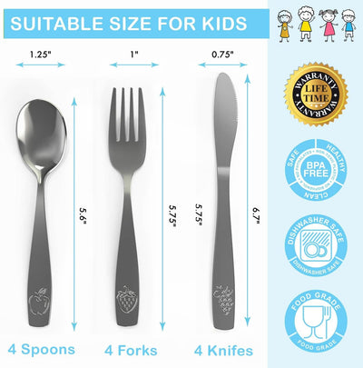 Set 6 cubiertos acero inox seguros para niños