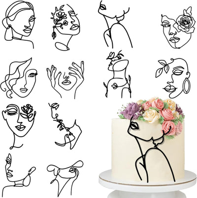 12 Pzas Acrílico Decoración Pastel Boda Cumpleaños Negro