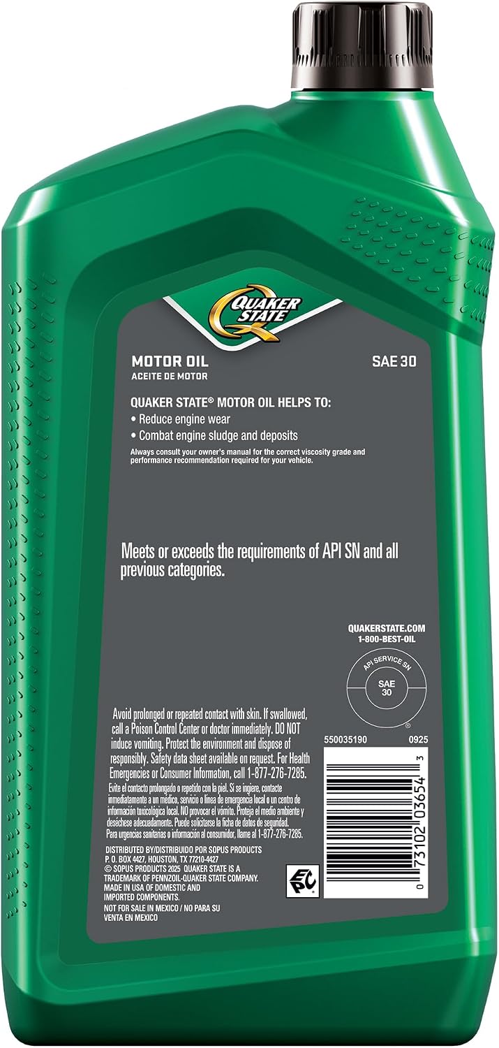 Aceite motor SAE 30 alto rendimiento 6 Pzas 1qt