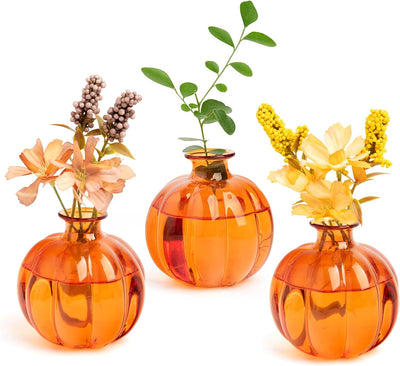 3 Jarrones Vidrio Calabaza Decoración Mesa Hogar Oficina