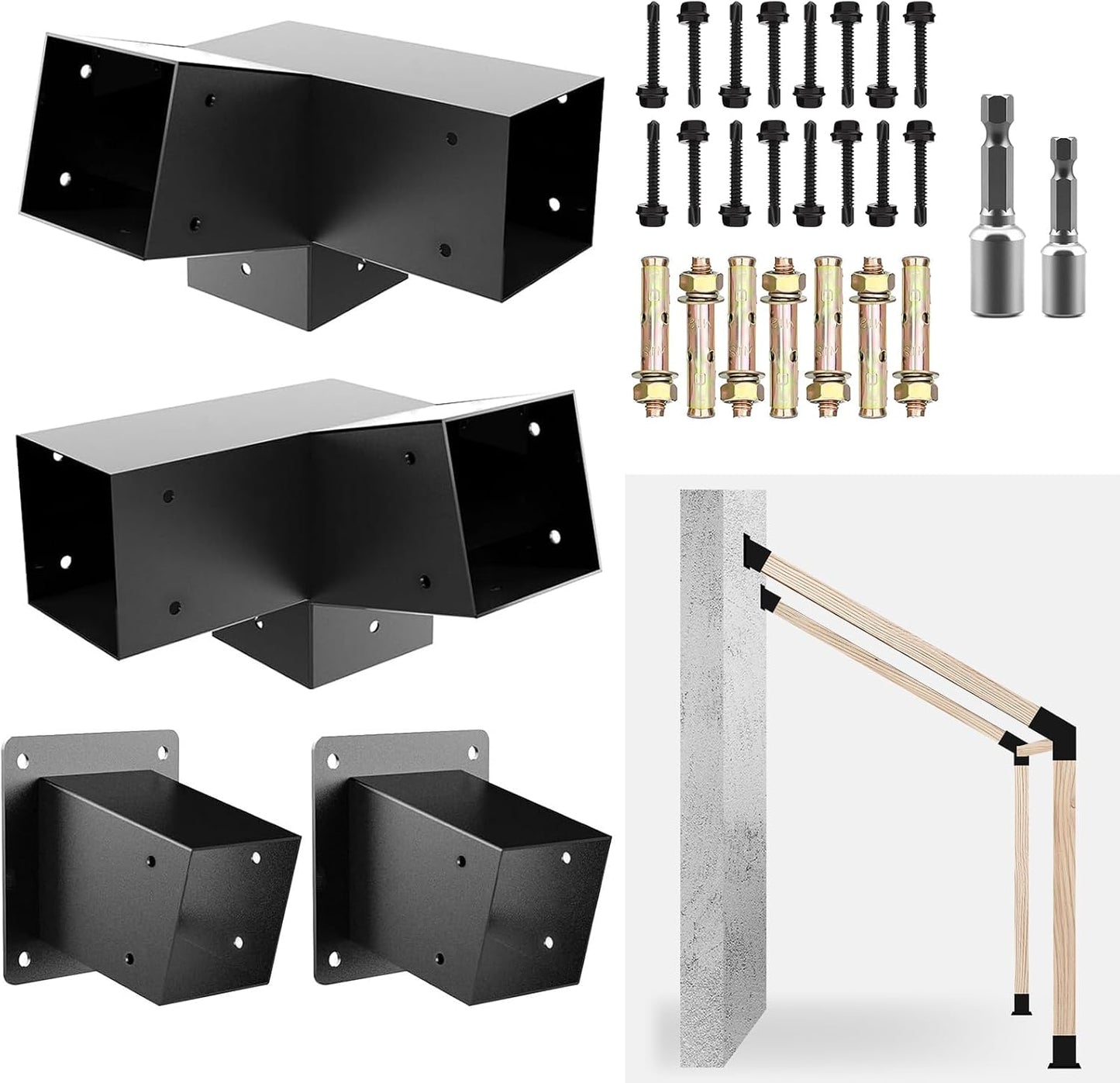 Kit soporte techo Pegola 3 vías para madera 4x4