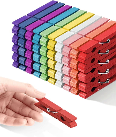 Pinzas decorativas madera arco iris set 50 manualidades